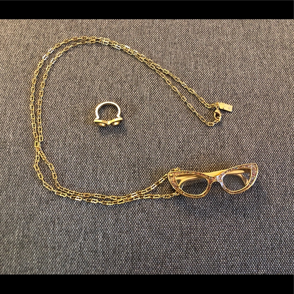 Kate Spade eyeglasses necklace & ring